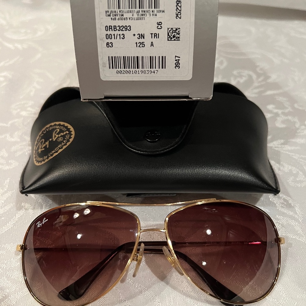 Ray-Ban Metal Aviator Sunglasses Gold/Brown RB 3293 001/13 63-13-125